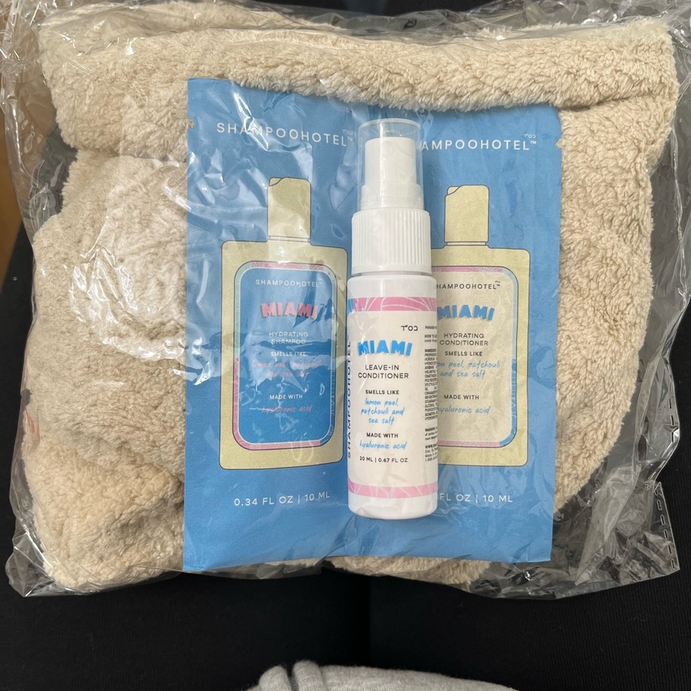 Hair towel and Miami leave in conditioner